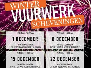 Xena Vuurwerk verzorgt op 4 zondagen in december 2019 de wintervuurwerken in Scheveningen met vuurwerkshows vanaf het strand